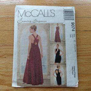 Vintage Formal Dress Sewing Pattern Evening Gown Size 10-14 McCall's 9074 UNCUT